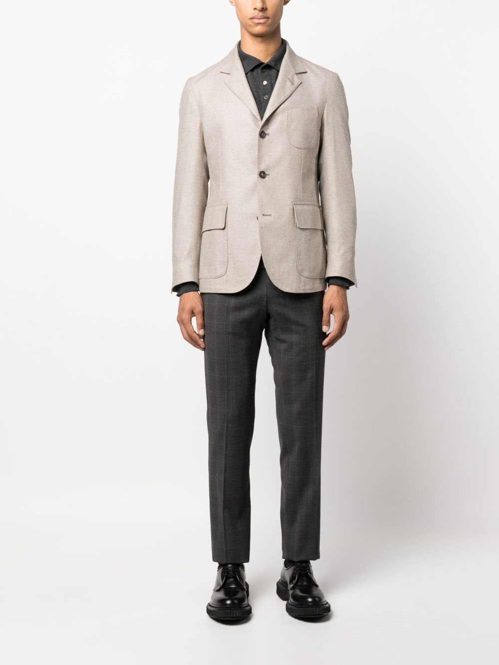 single breasted wool-blend blazer - 2