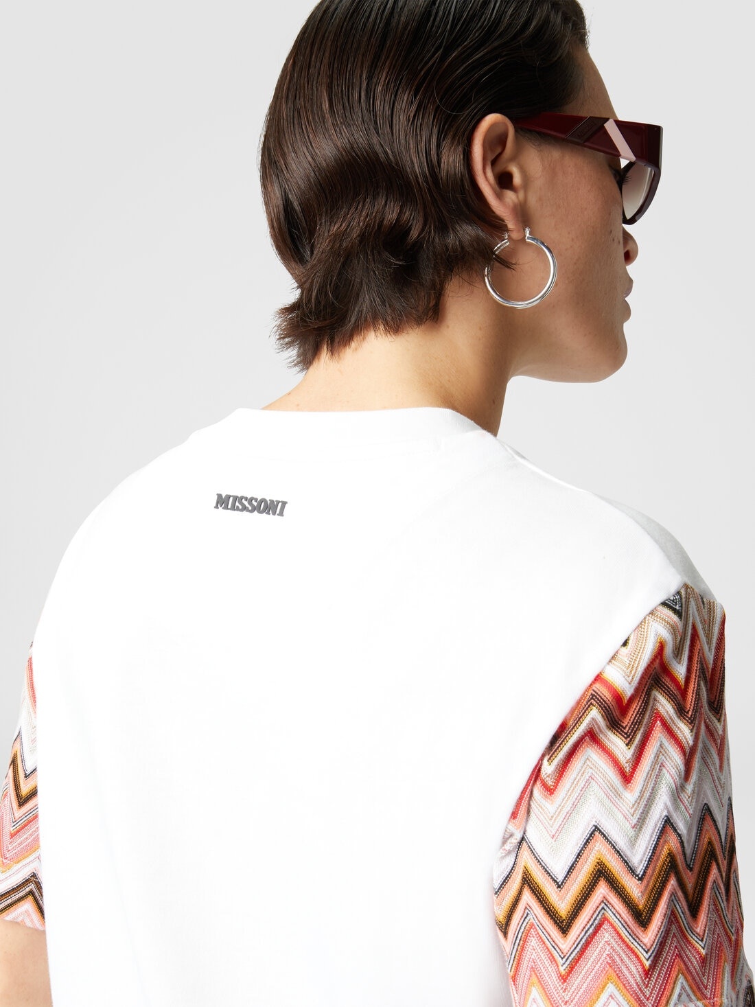 Crewneck T-shirt with zig zag knit sleeves - 5