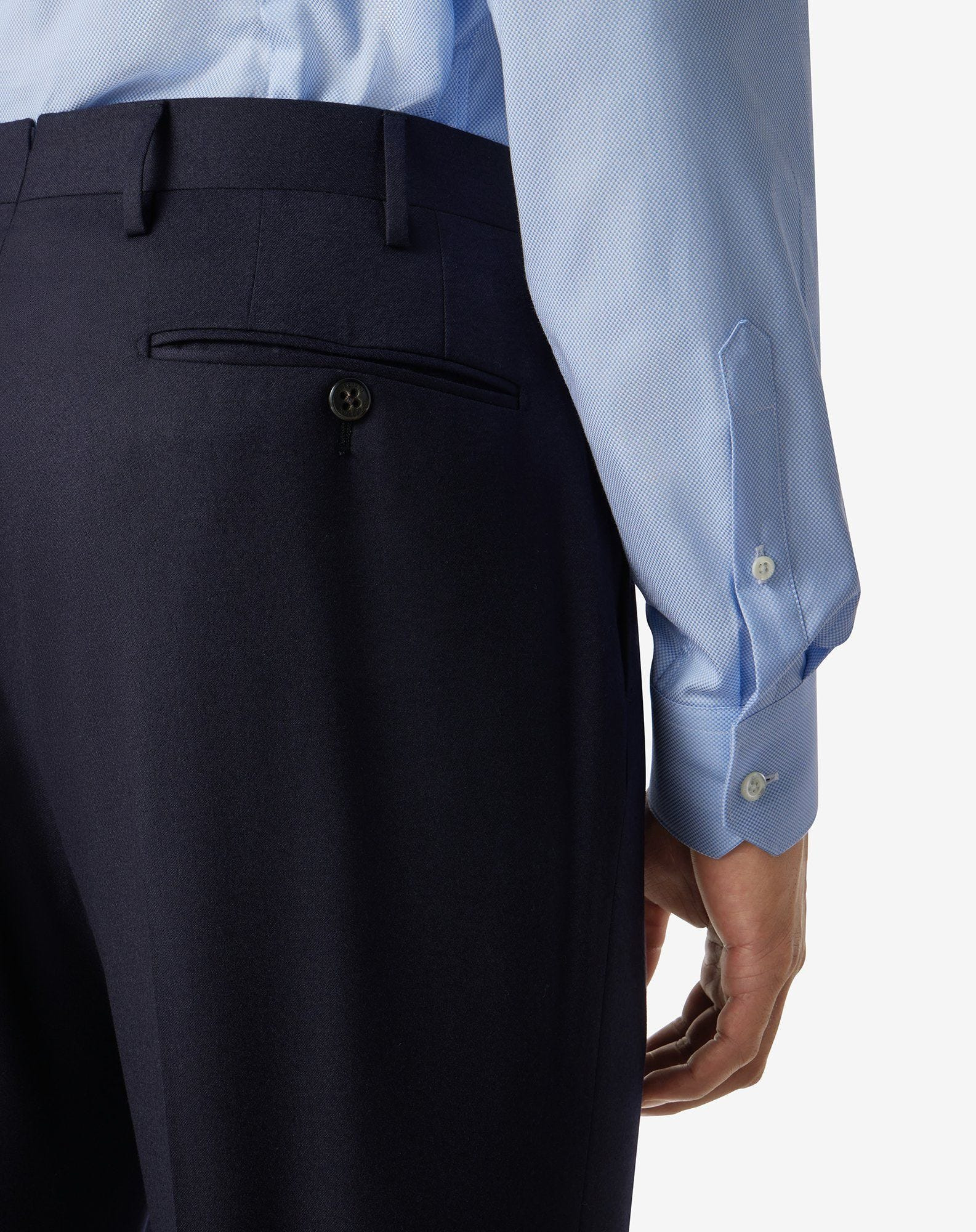 Dark blue 1 pleated pure wool trousers - 3