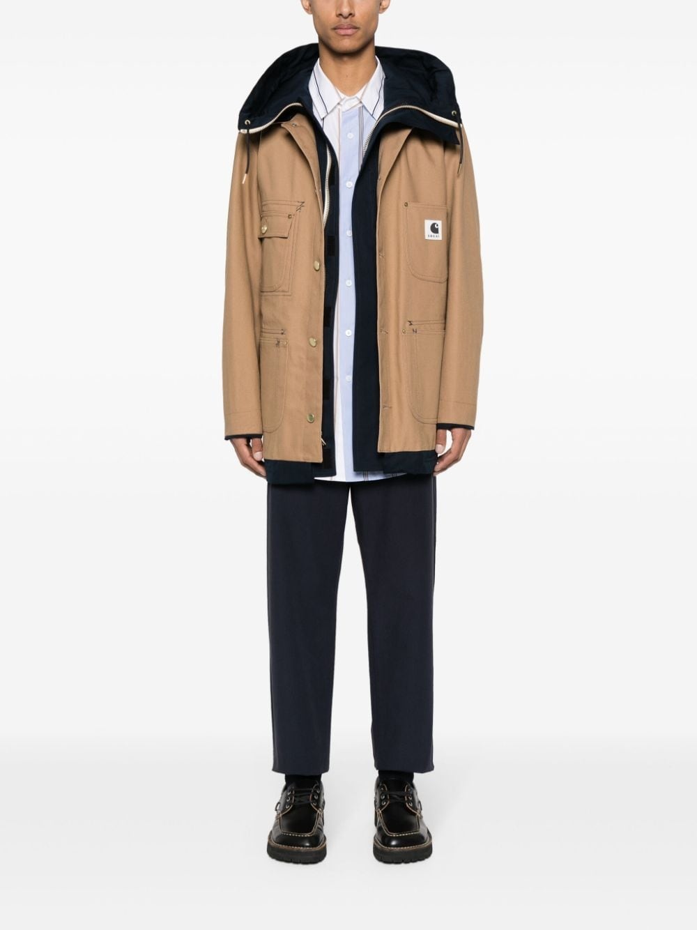 logo-appliquÃ© gabardine tapered trousers - 2