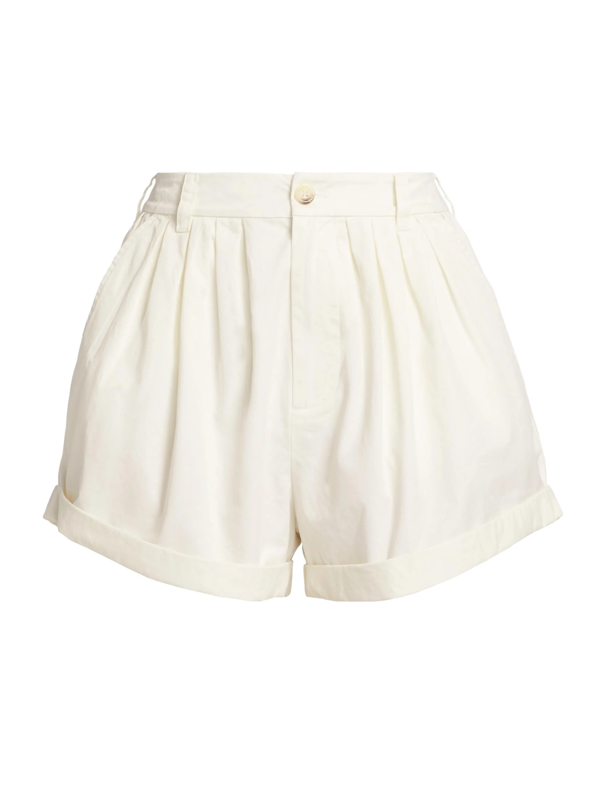 Women's Paige Pleated Cotton Shorts - Salt - 1