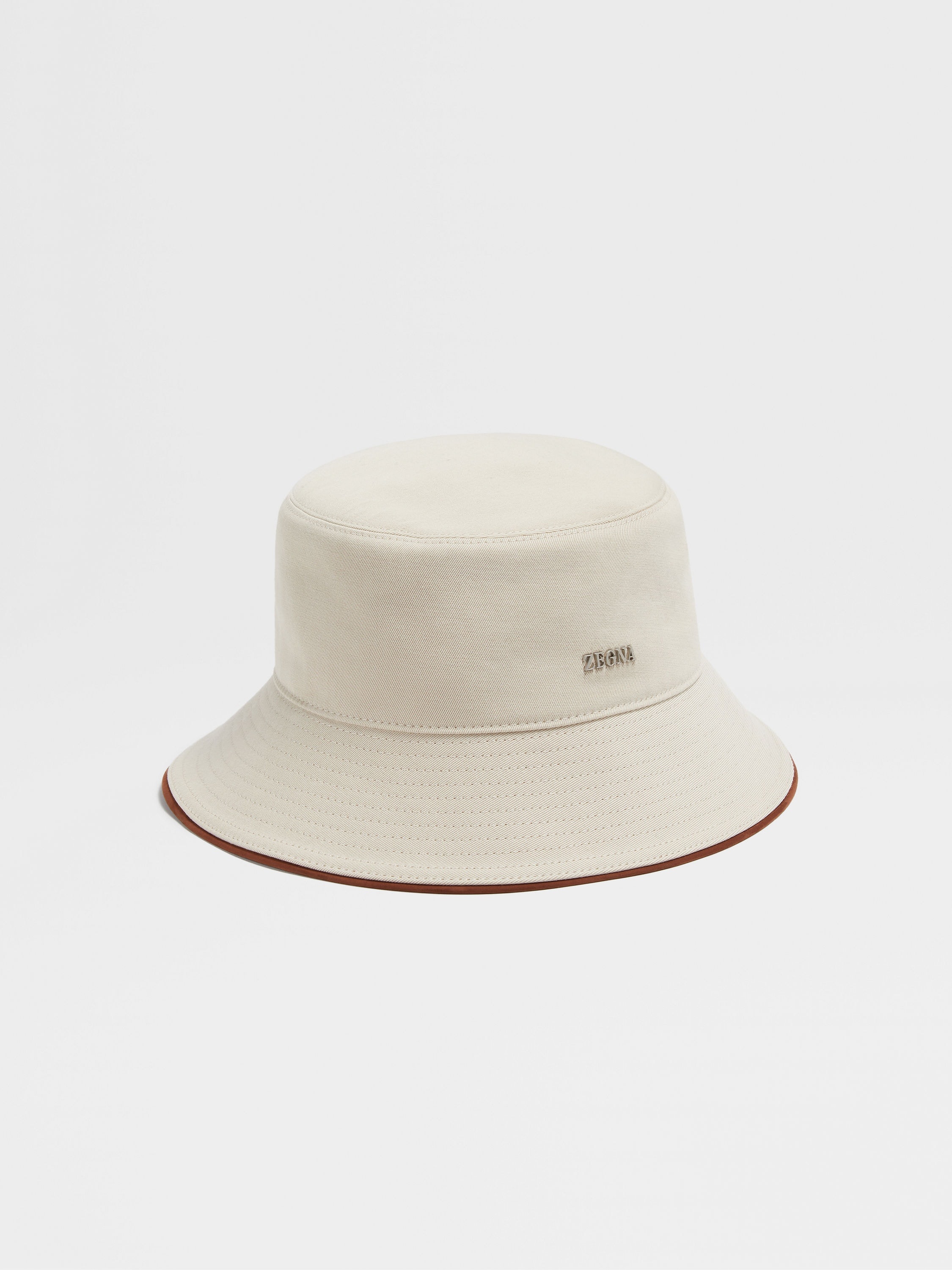 LIGHT BEIGE COTTON AND WOOL BUCKET HAT - 1