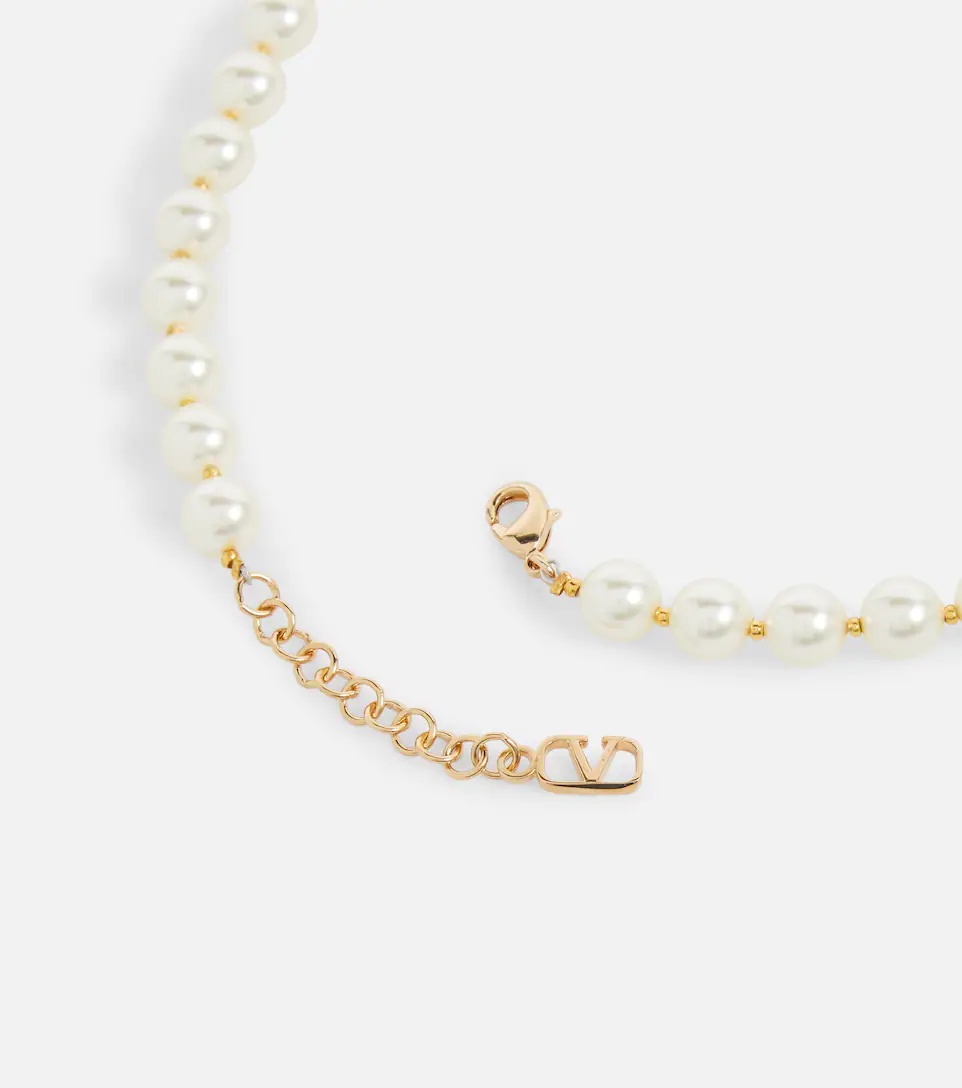 VLogo faux pearl necklace - 2