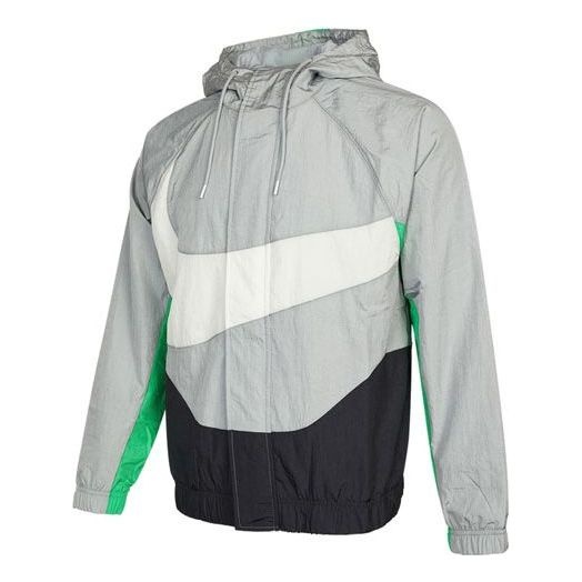 Nike Sportswear Swoosh Contrasting Colors Large Logo hooded Woven Jacket Gray DD5968-077 - 1