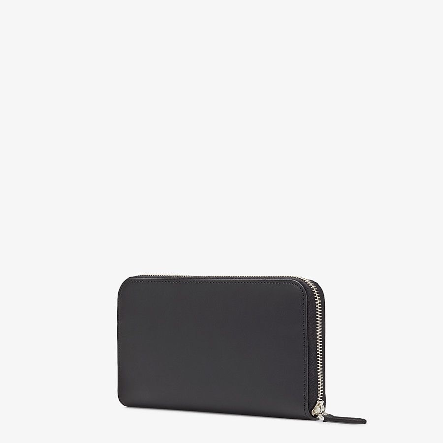 Smooth black leather zip-around wallet - 2