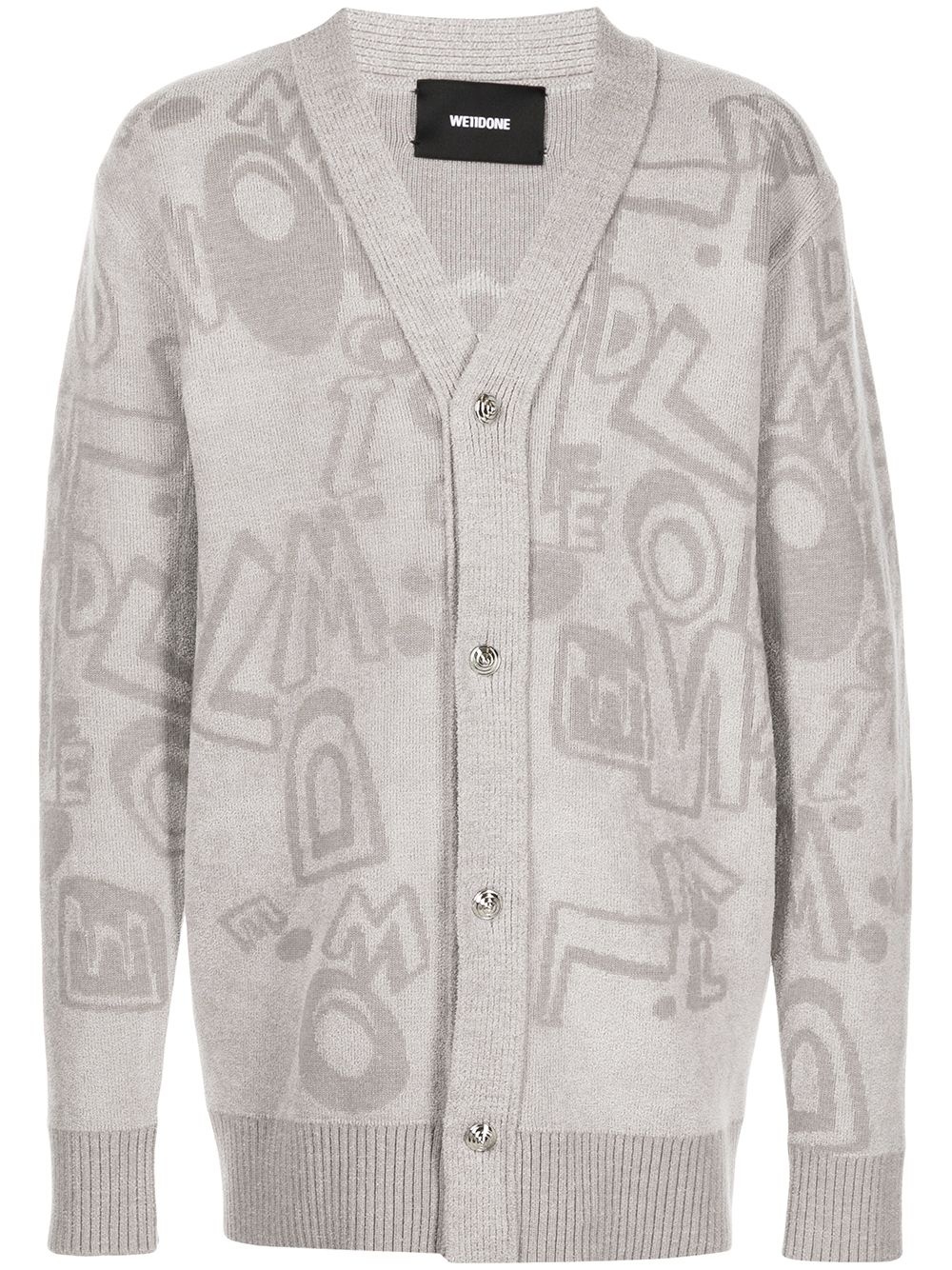 alphabet-print cardigan - 1