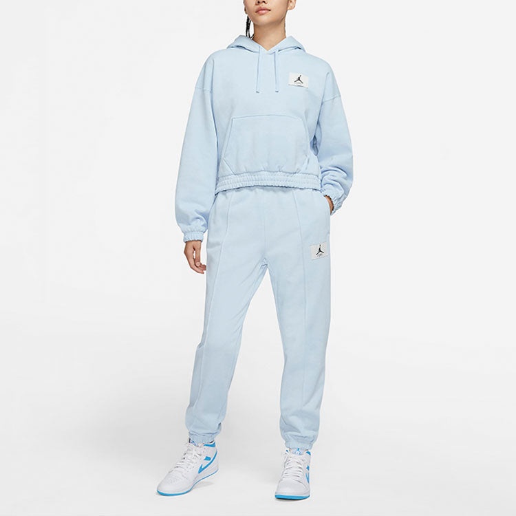 (WMNS) Air Jordan Casual Sports Knit Loose Hoodie Short Blue DD6999-438 - 5
