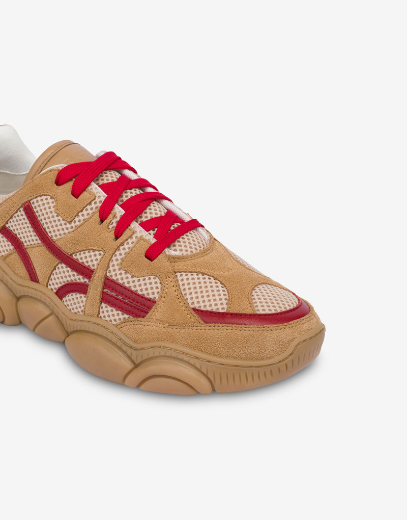 MESH, SPLIT LEATHER AND CALFSKIN TEDDY SHOES 5