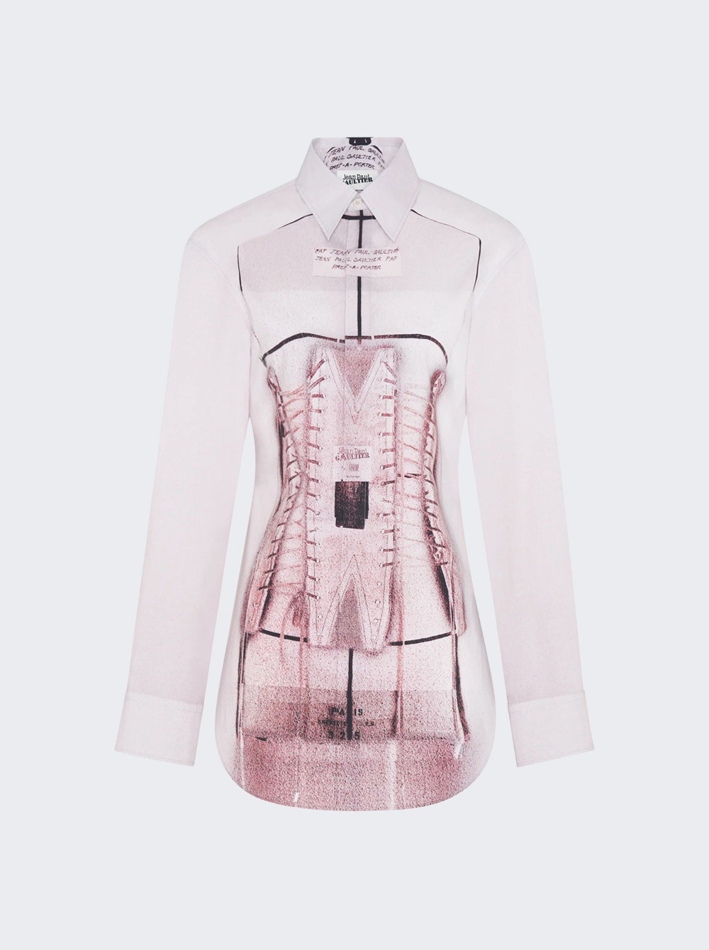 Trompe L'oeil Corset Shirt Dusty Pink And White - 1