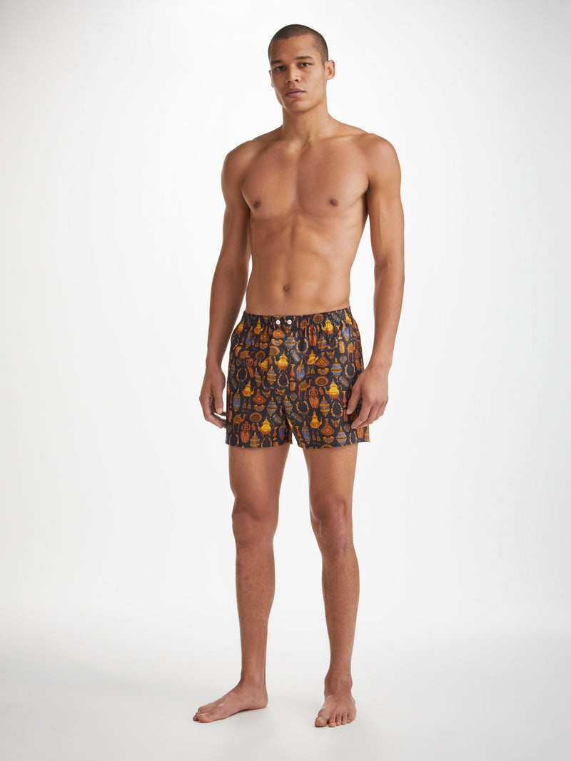 Derek Rose Men's Classic Fit Boxers Ledbury 71 Cotton Batiste Navy outlook