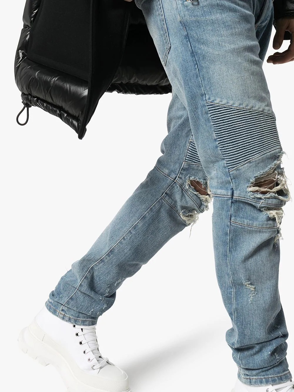 distressed tapered jeans - 5