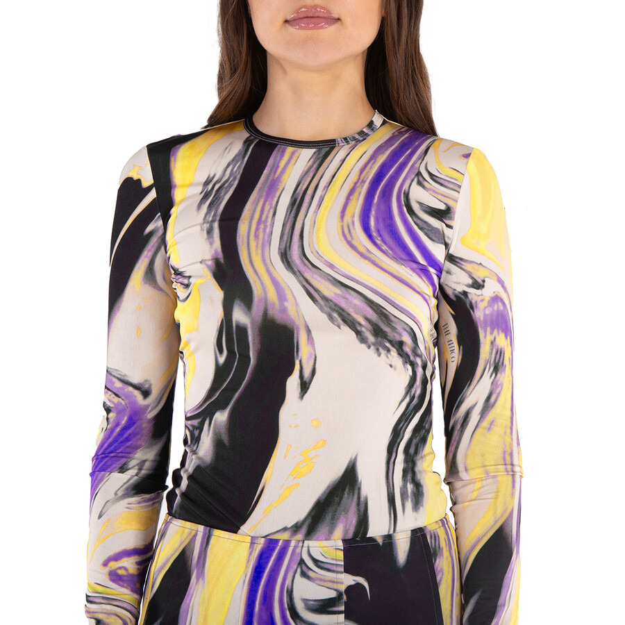 The Attico Lavander/Sunflower/Ivory Marbled-Pattern T-Shirt - 3
