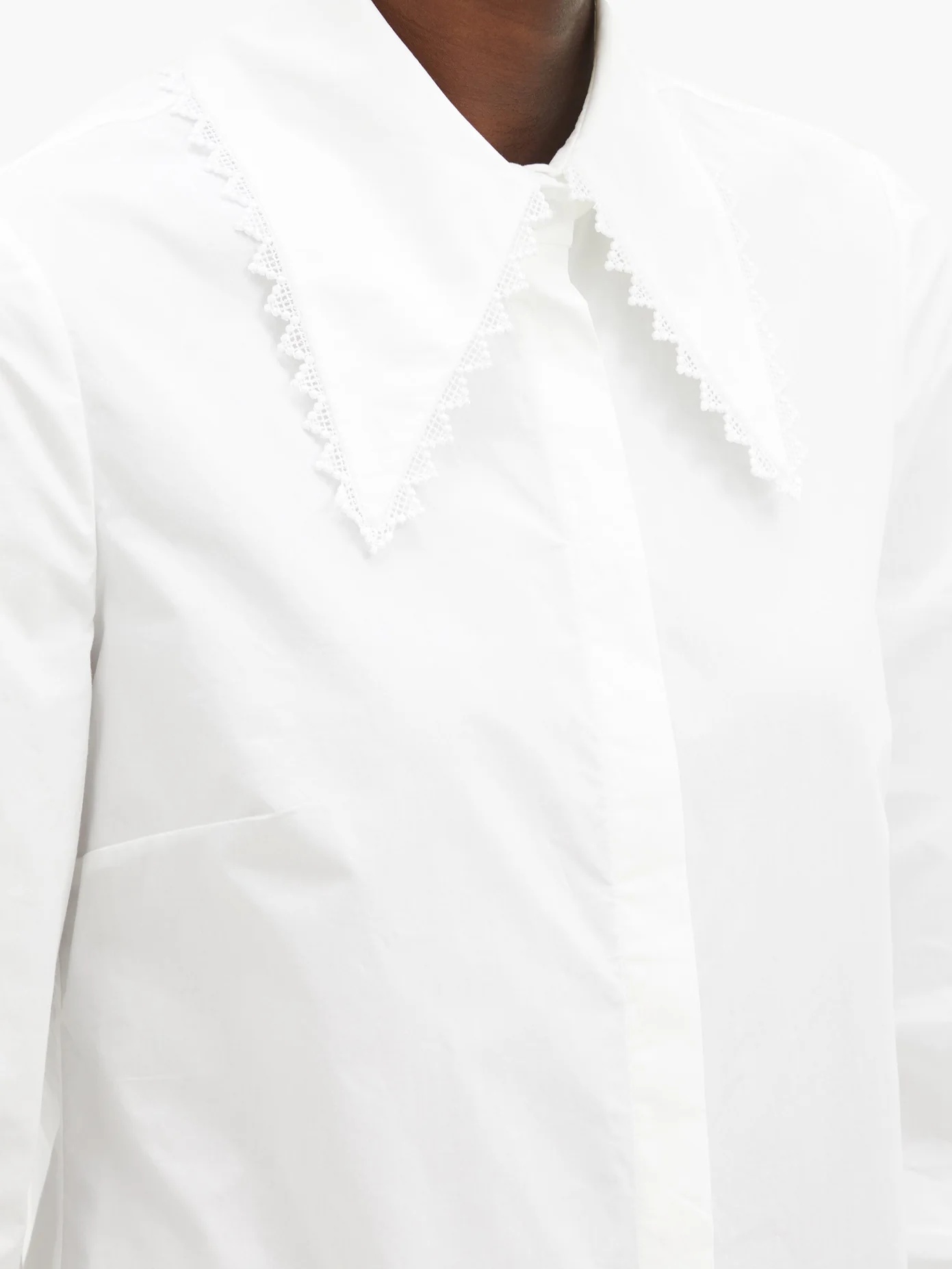 Eula Barrymore-collar cotton-batiste shirt - 3