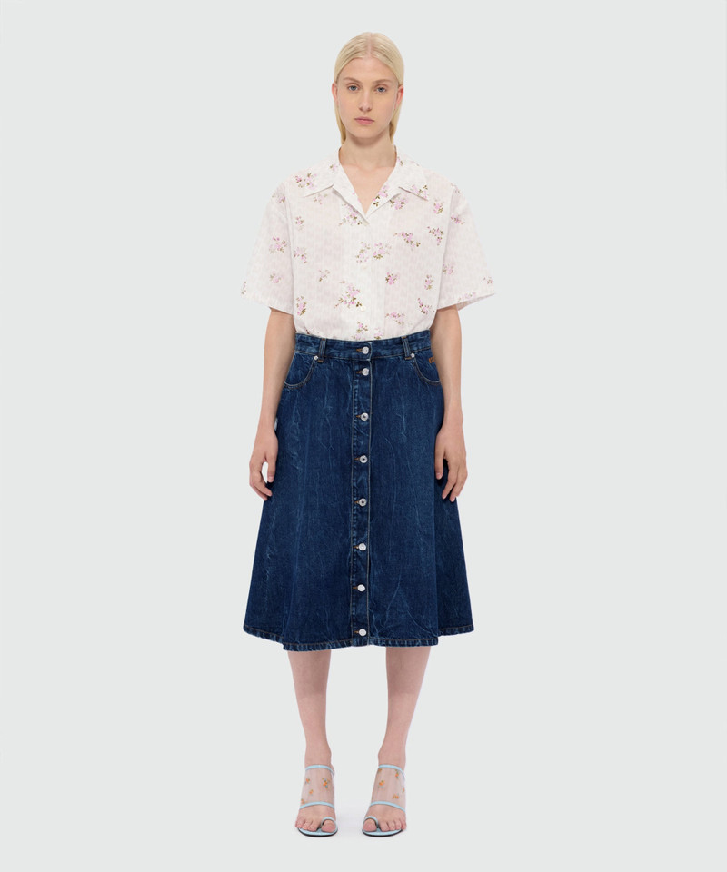 MSGM Raw denim skirt with front metal button fastening outlook
