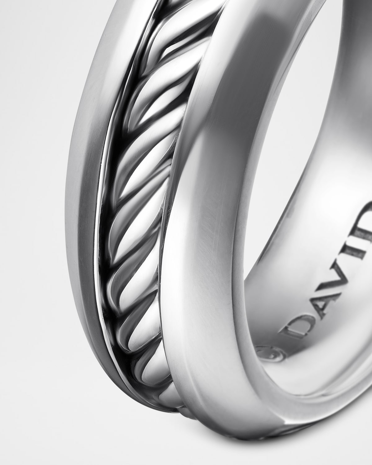 8mm Men's Cable Ring in Silver - 5