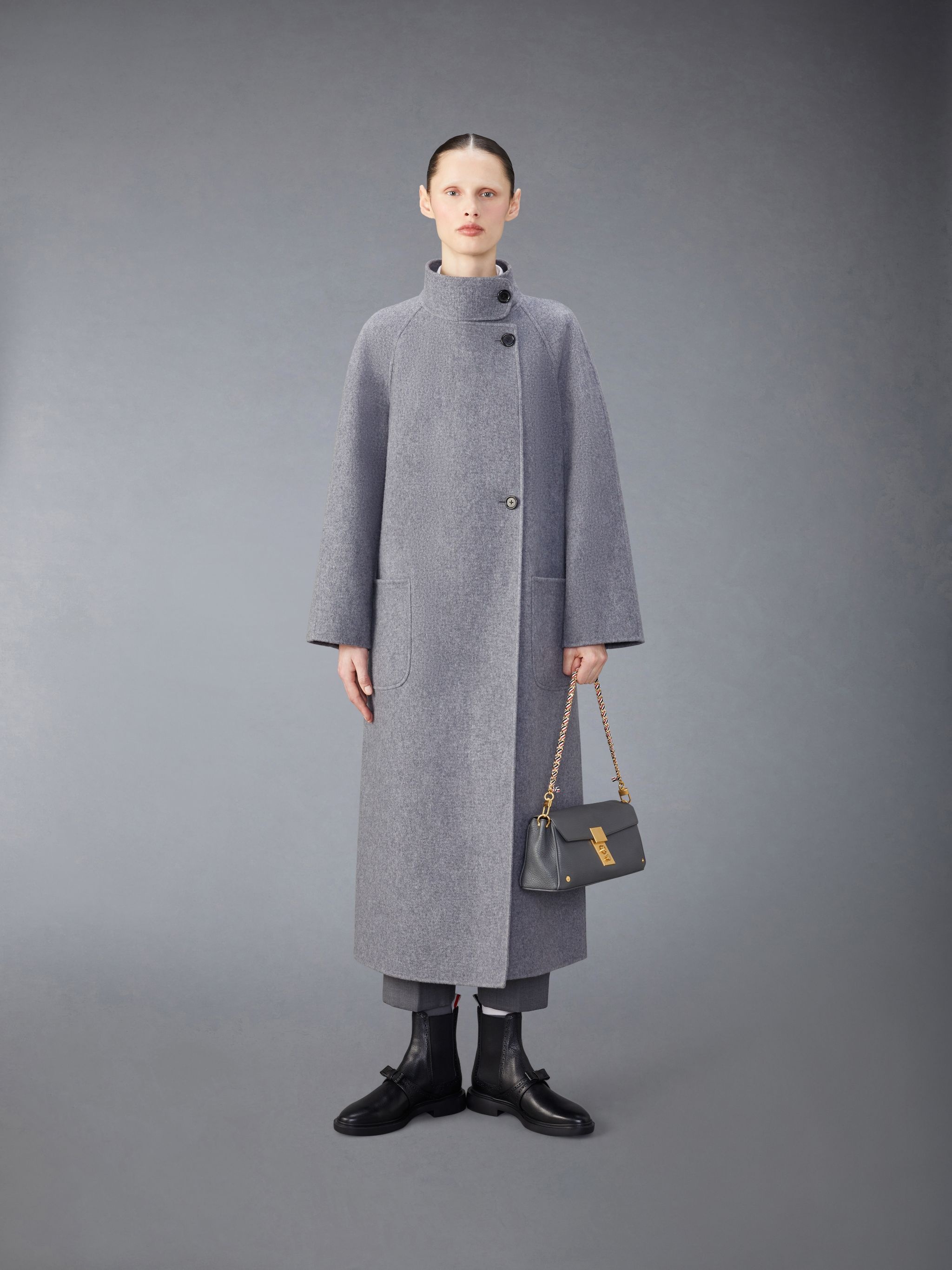 Wool Cashmere Funnel Neck Coat - 3