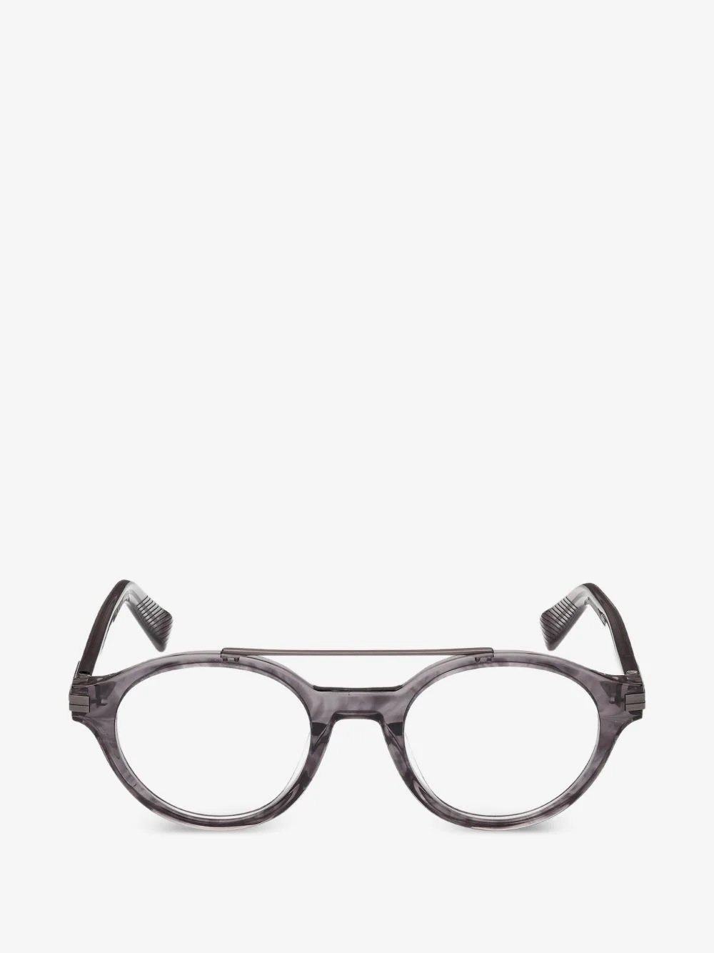 striped round-frame glasses - 1
