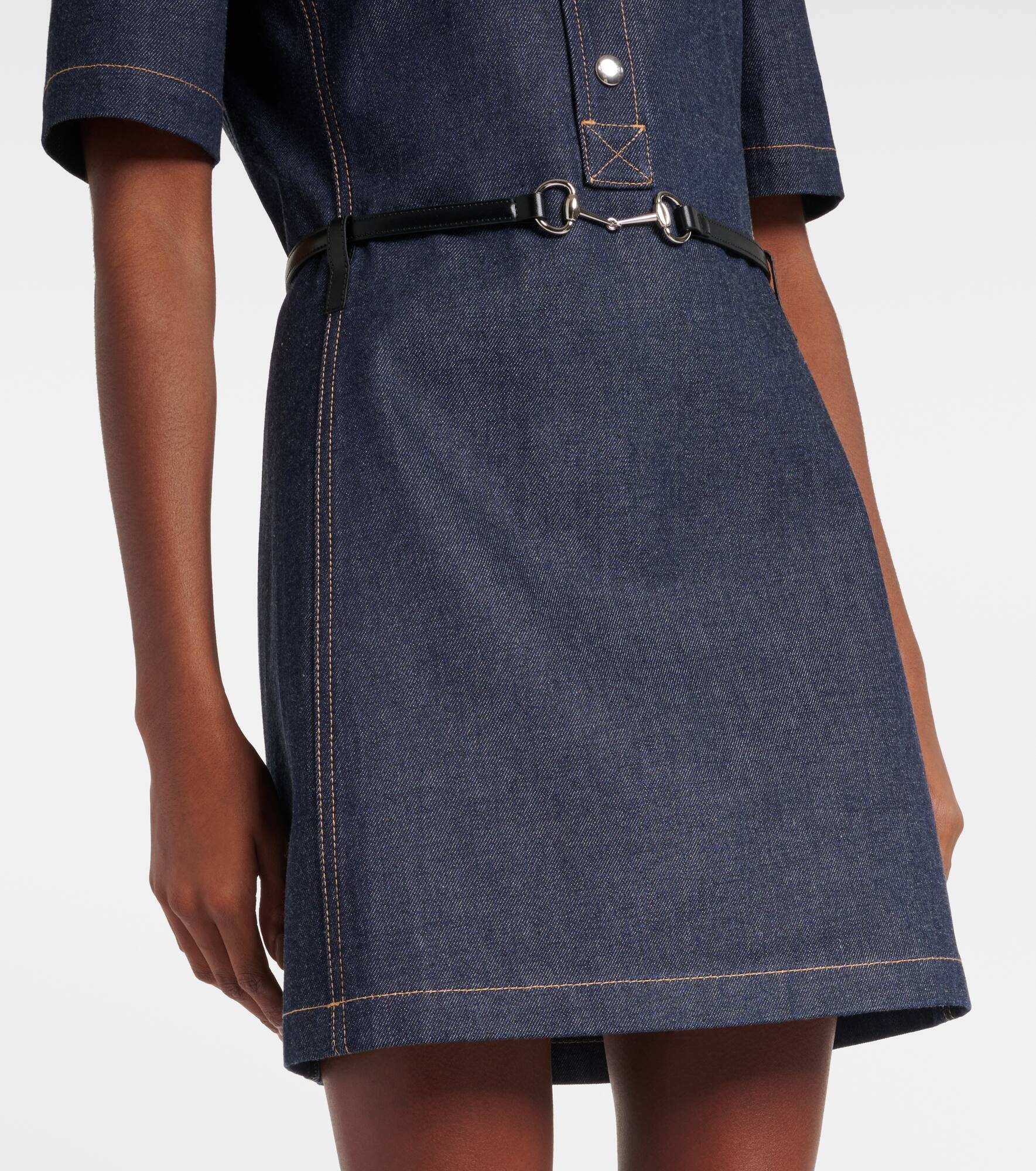 Horsebit belted denim minidress - 5