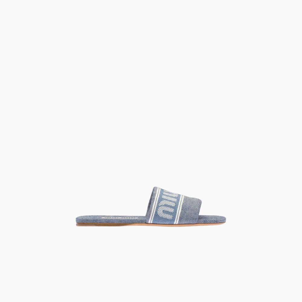 Jacquard denim slides - 2