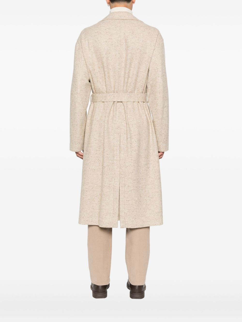 herringbone belted coat - 4