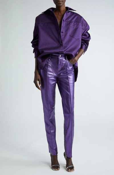 LaQuan Smith Tapered Metallic Leather Pants outlook