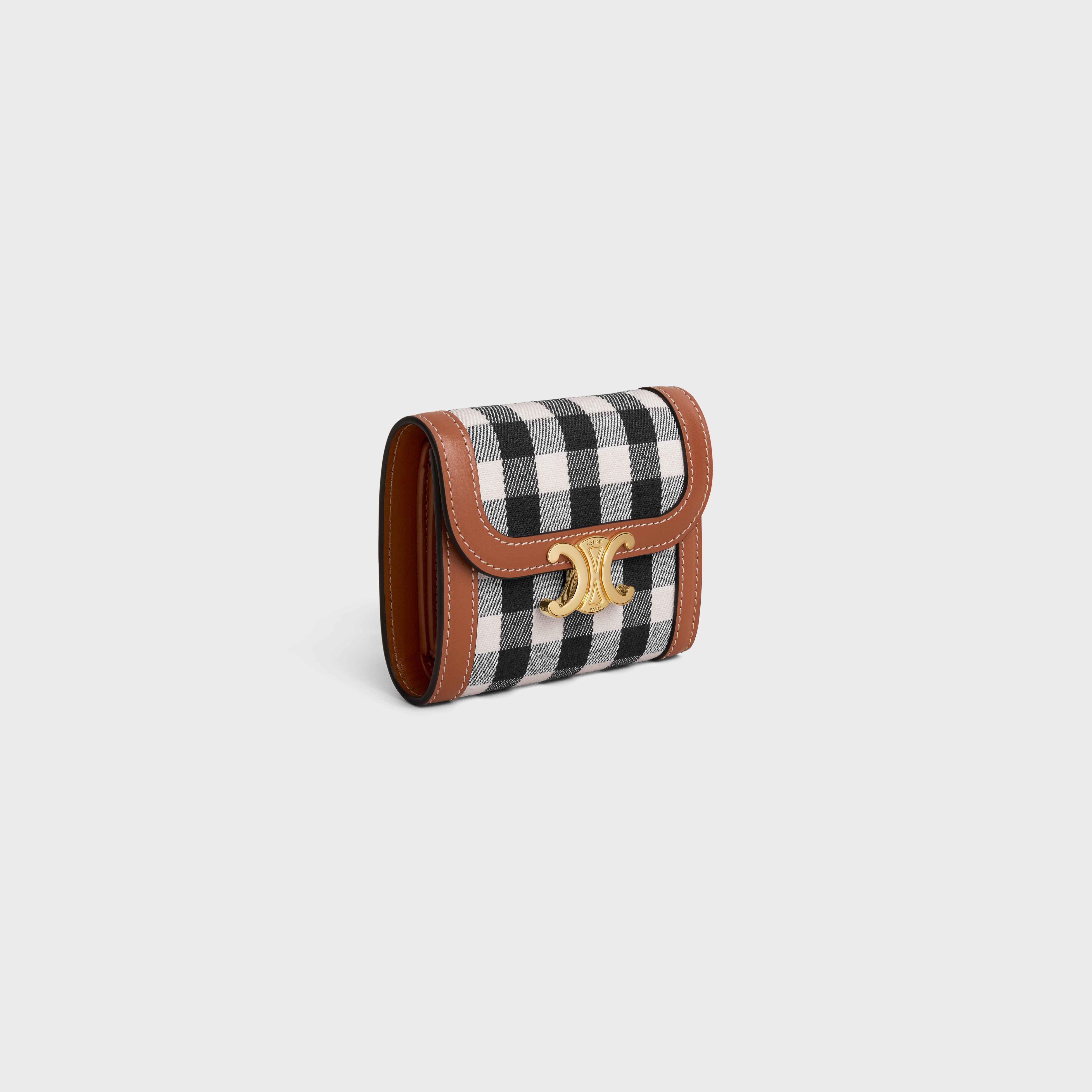 Small Flap Wallet TRIOMPHE IN VICHY TEXTILE AND CALFSKIN - 2