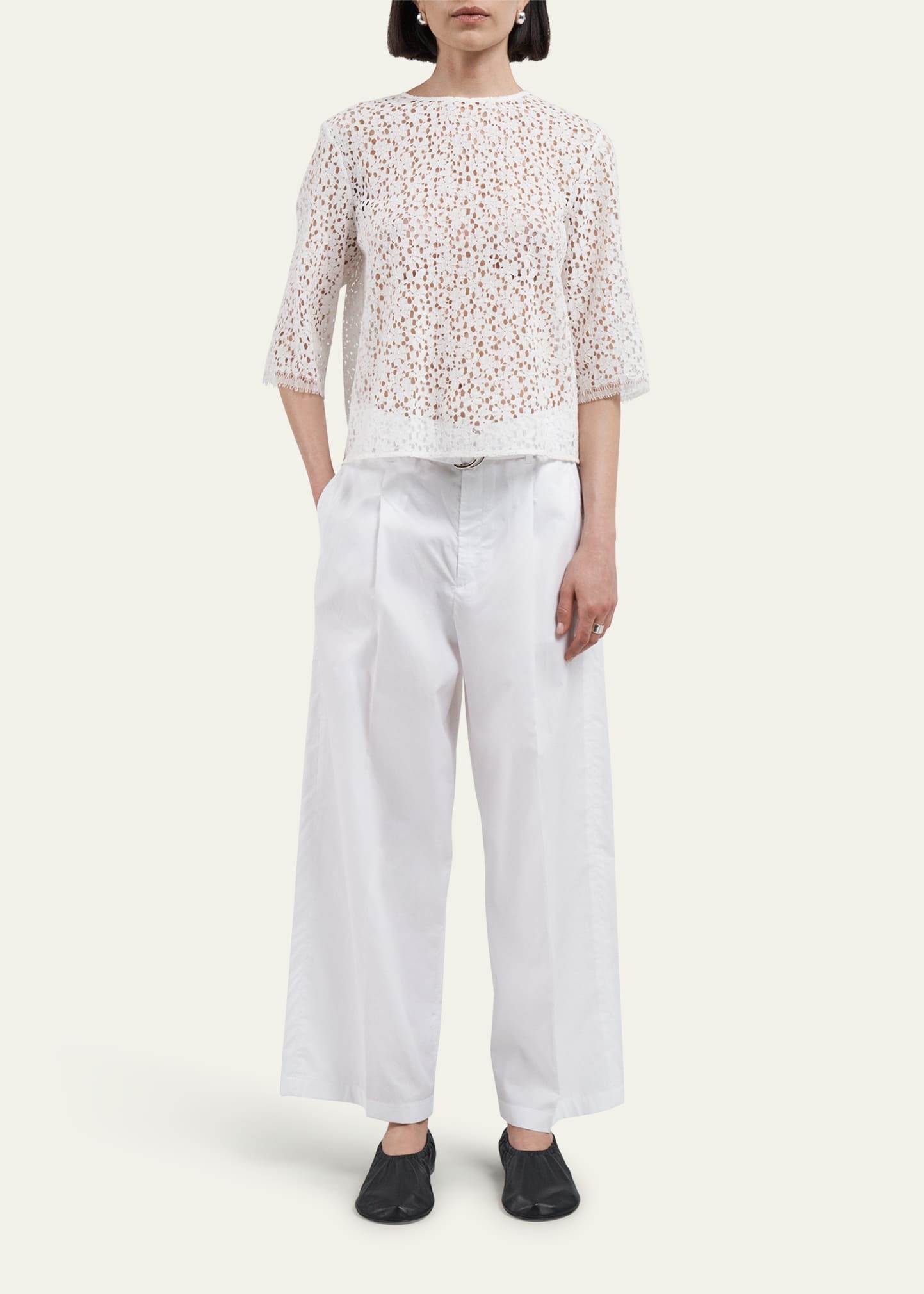 Belted Wide Leg Cropped Pants - 2