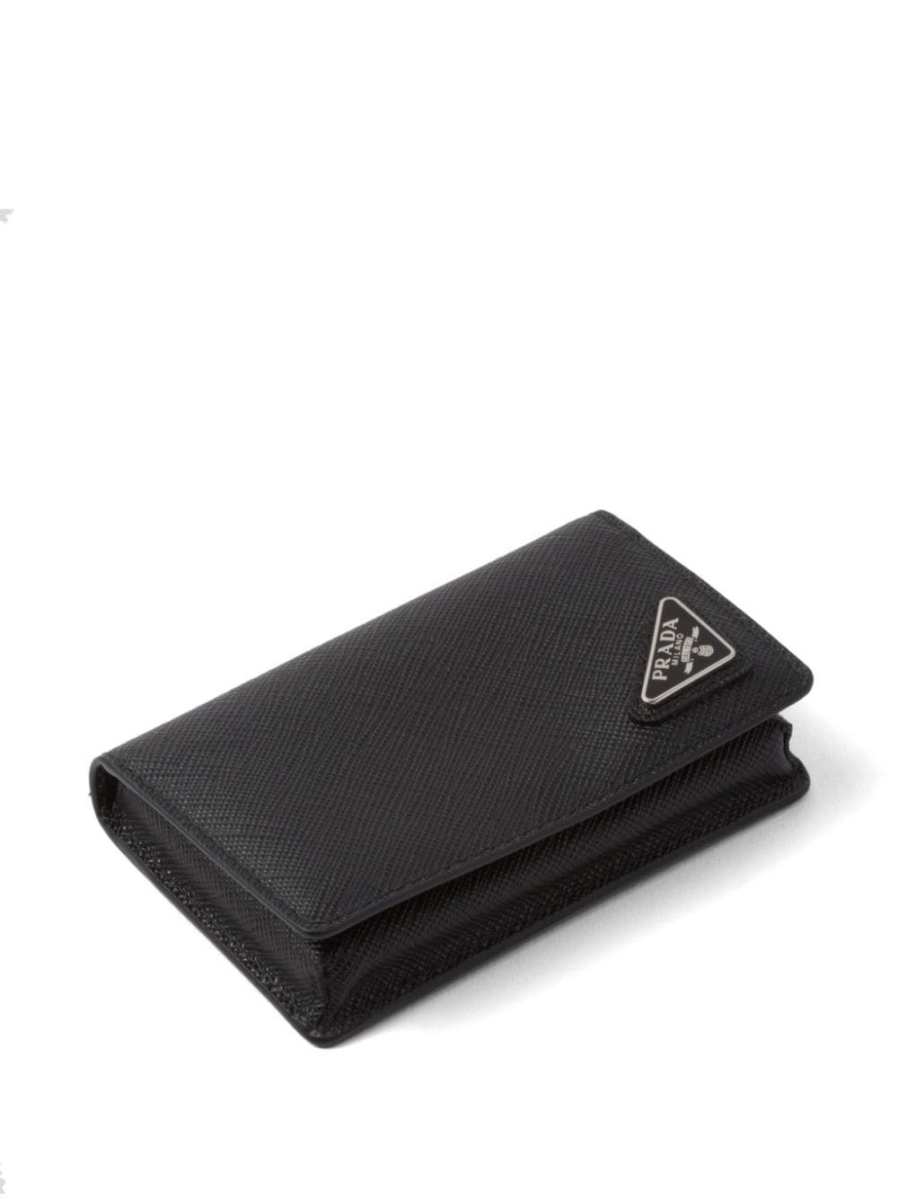 triangle-logo Saffiano leather cardholder - 3