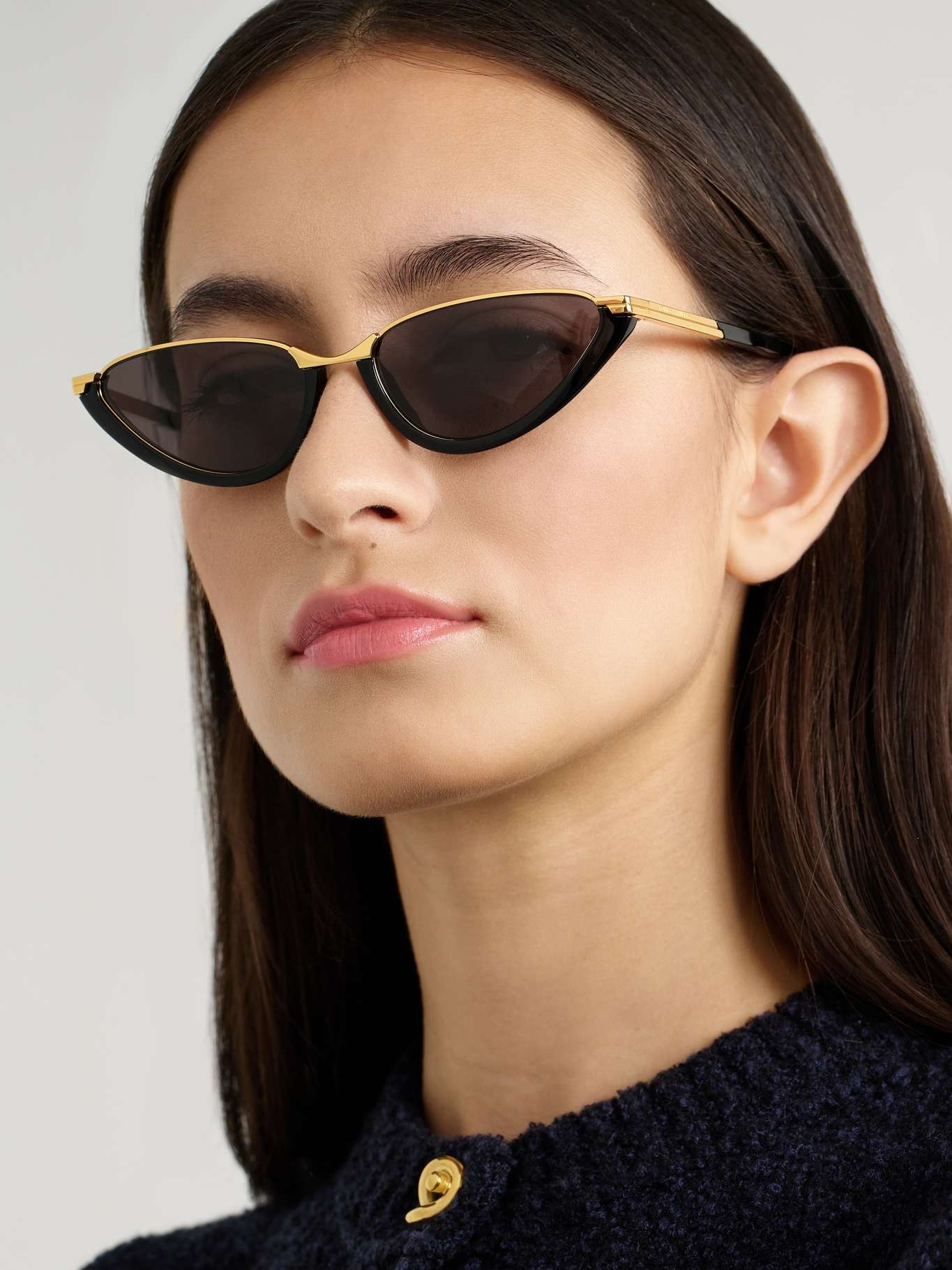 Cat-eye acetate and gold-tone sunglasses Black - 2
