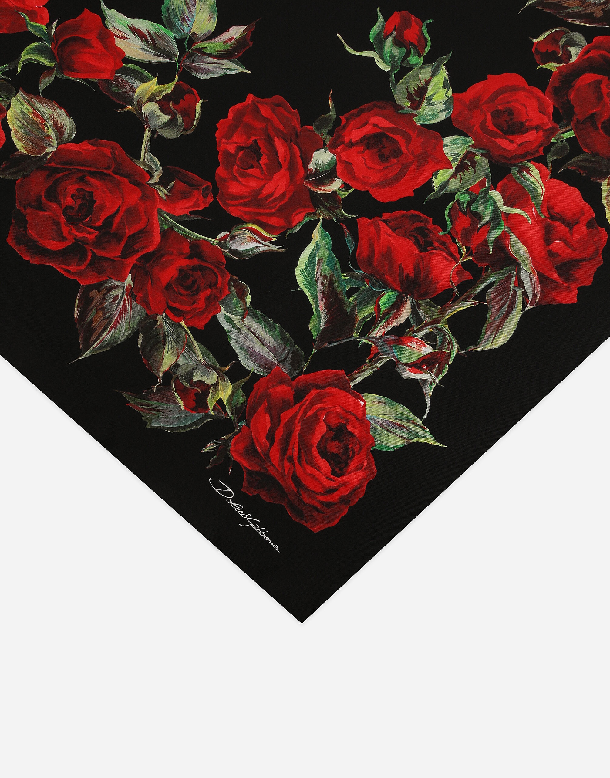 Dolce & Gabbana Red rose-print silk twill foulard (90x90