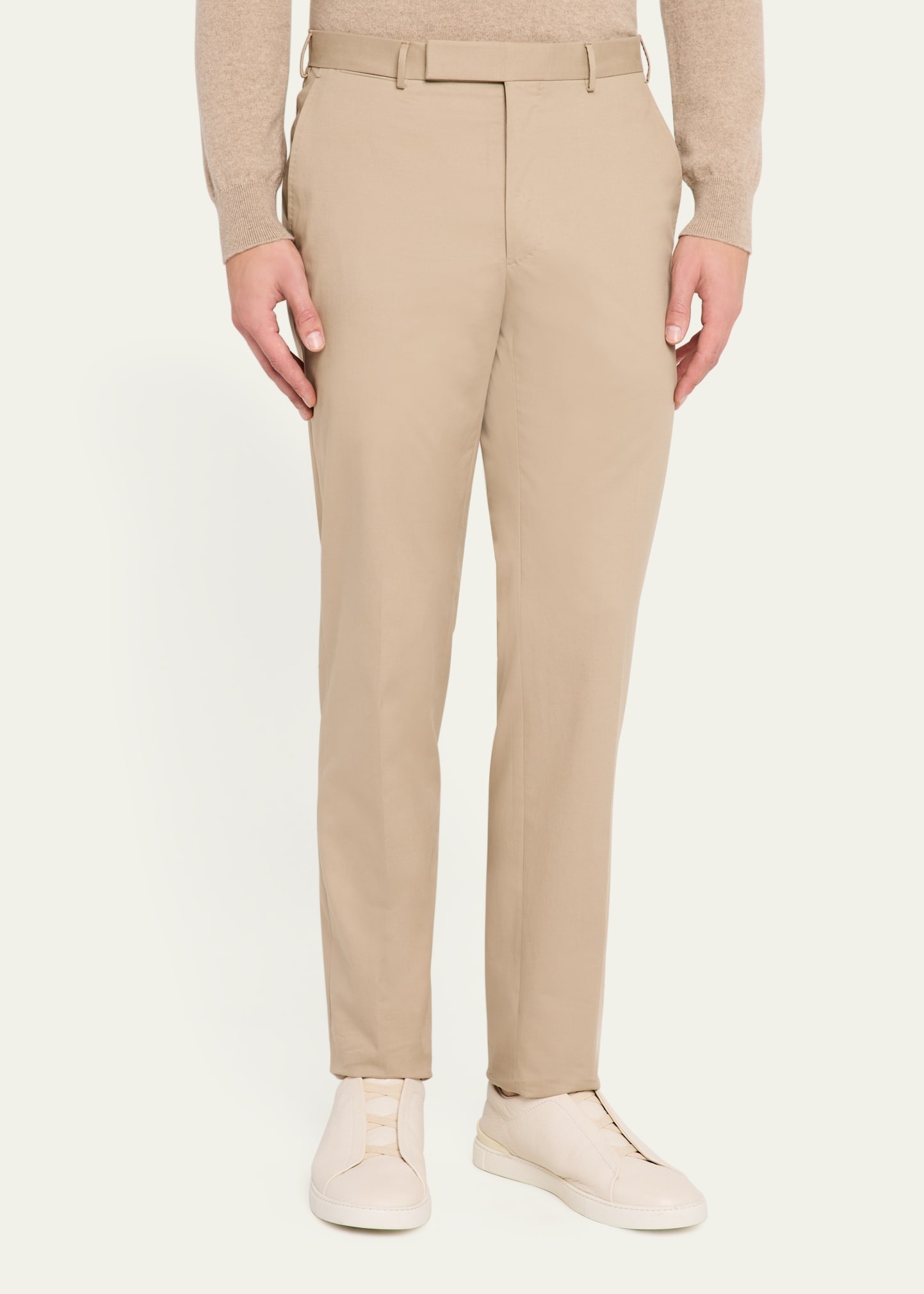 Men's Wool Slim Flat-Front Trousers - 4