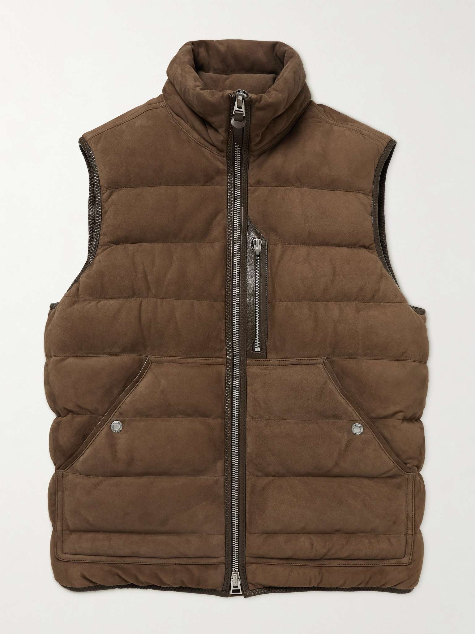 Quilted Suede Down Gilet - 1