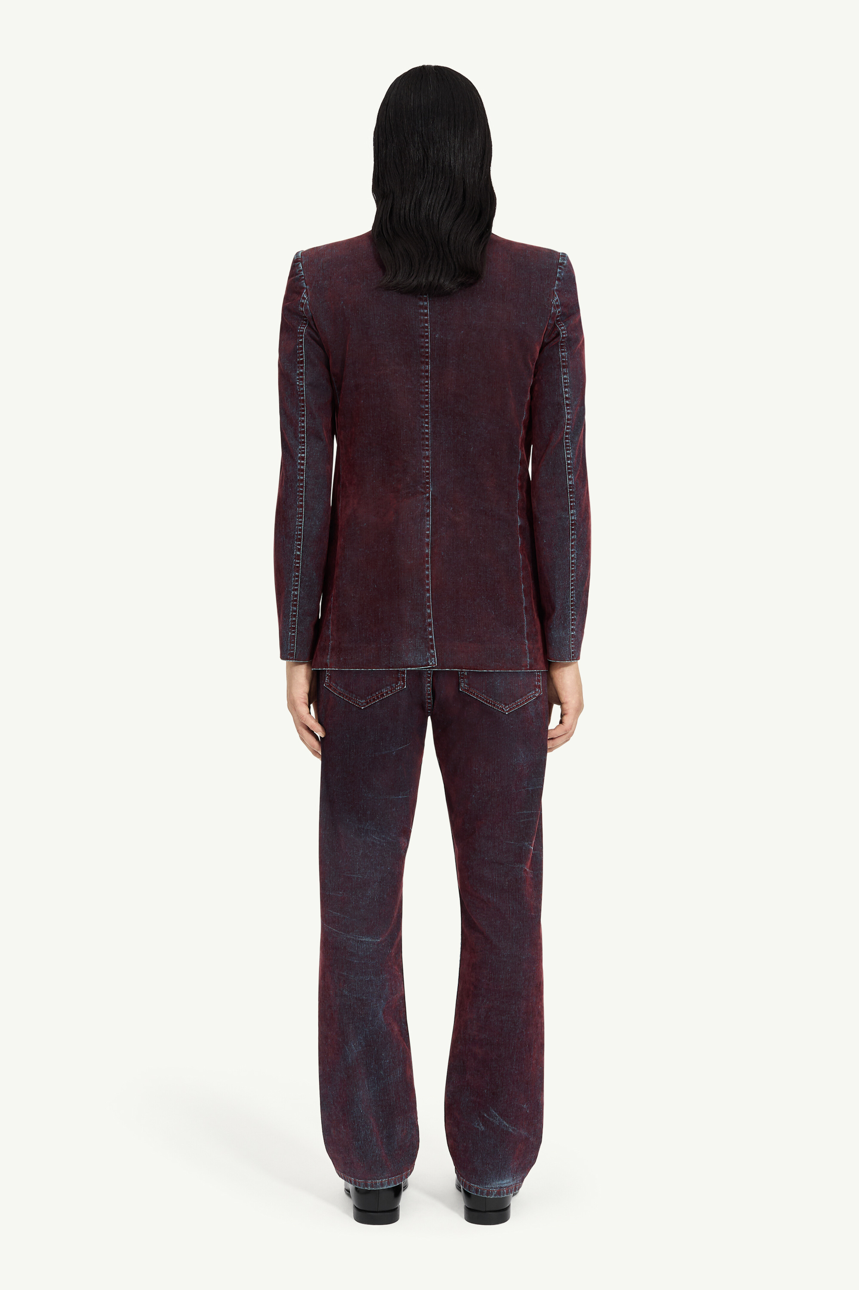 Flocked denim suit jacket - 4