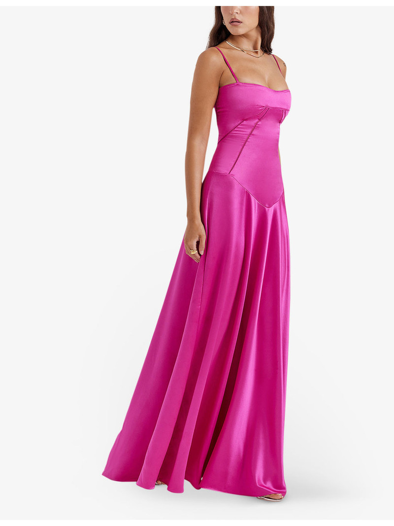 Anabella fitted-bodice lace-up satin maxi dress 3