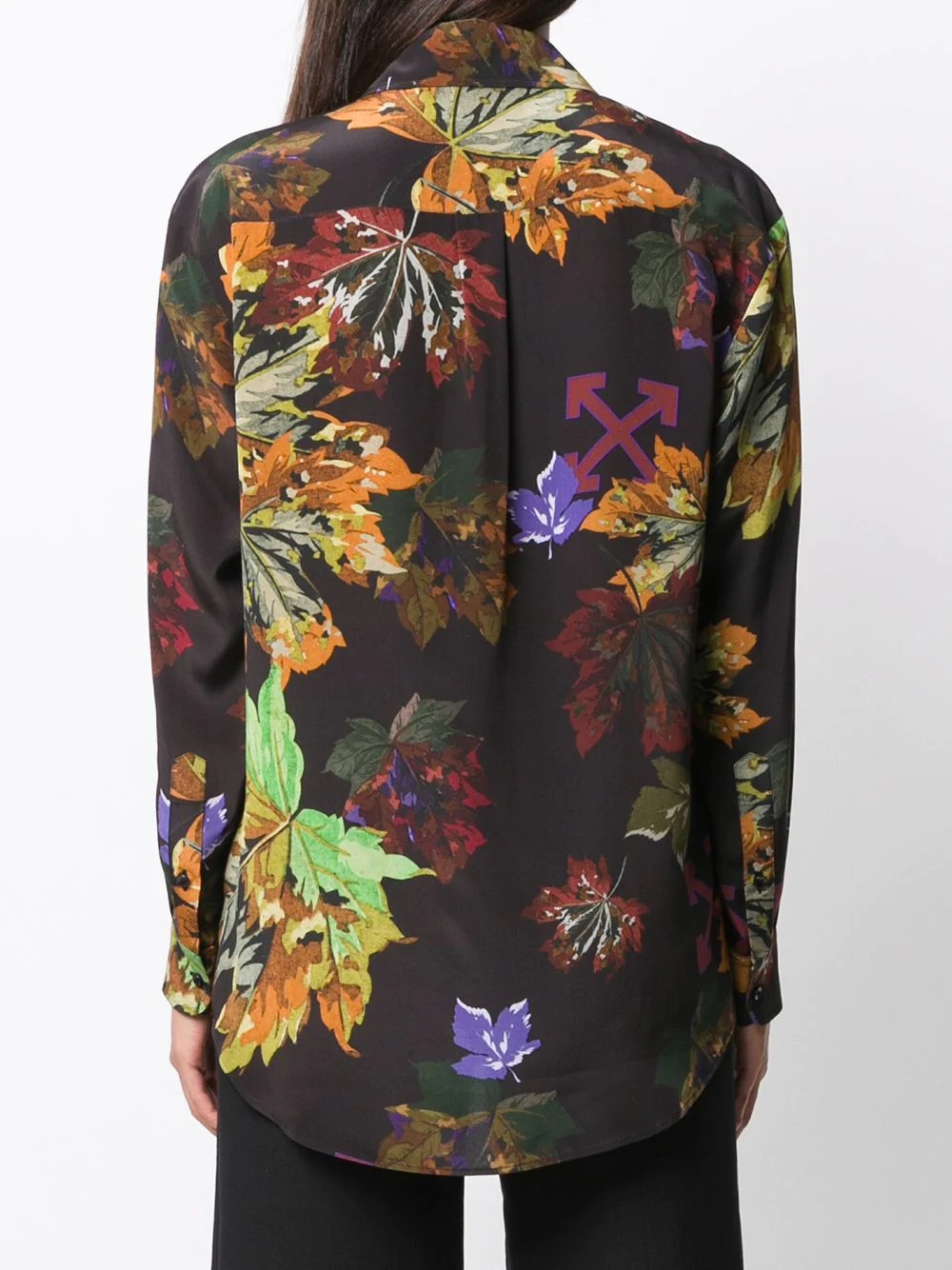 leaf print silk shirt  - 4