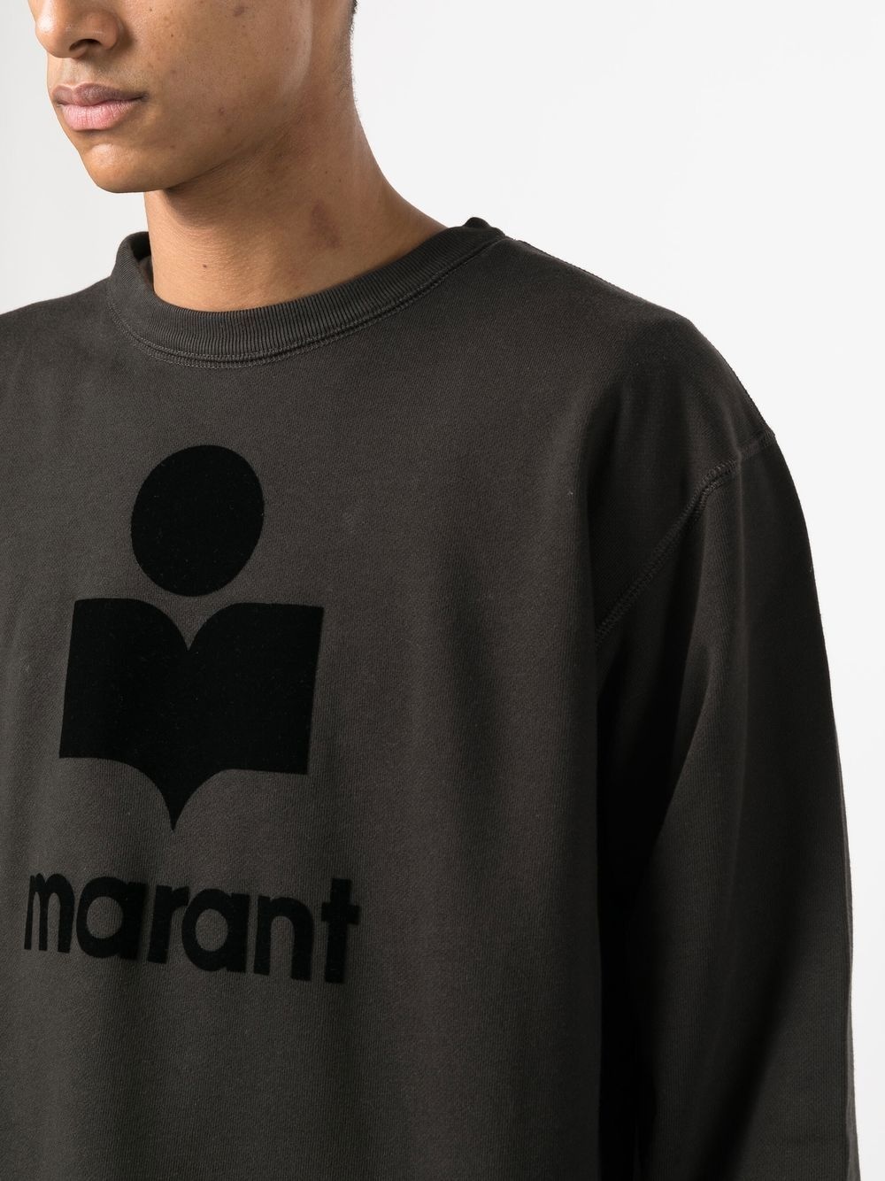 flocked-logo crew neck sweatshirt - 5