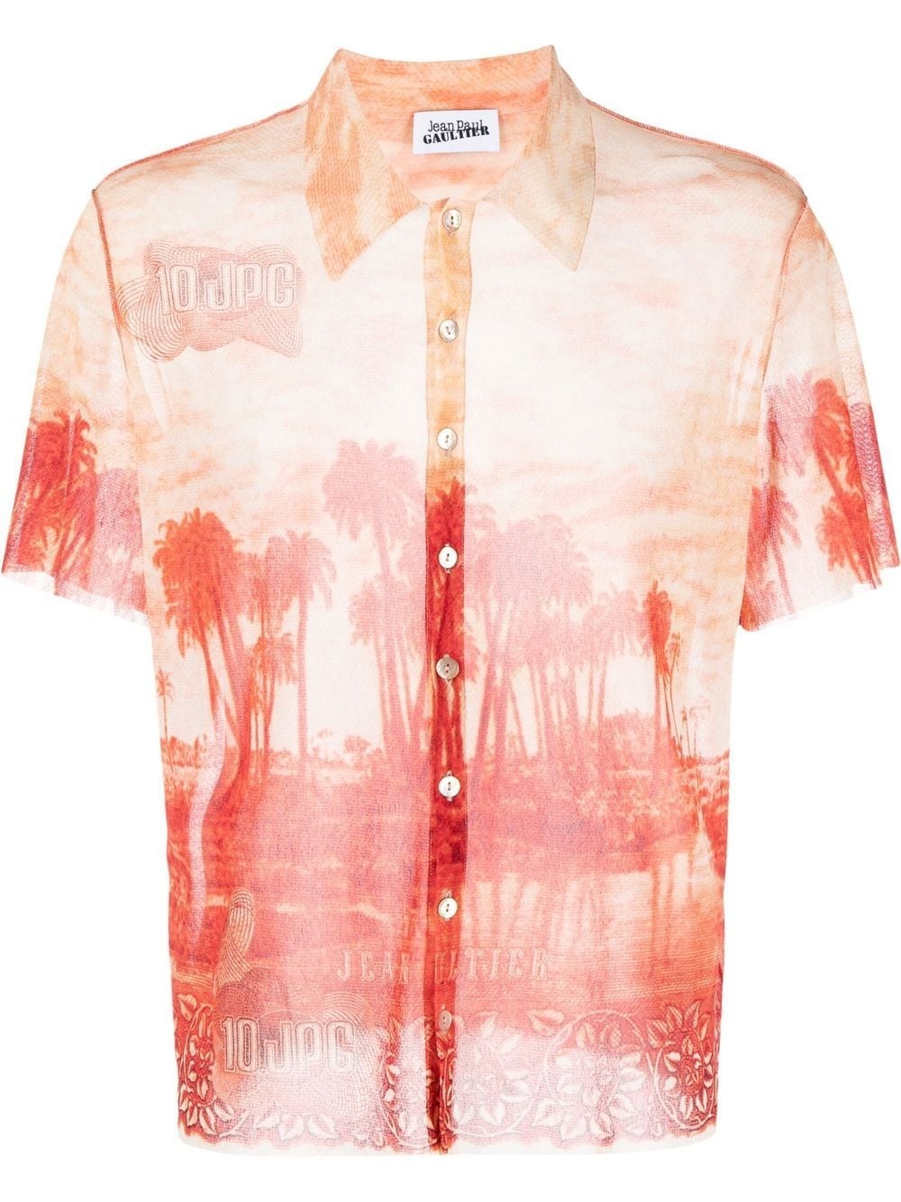 palm-print short sleeved shirt - 1