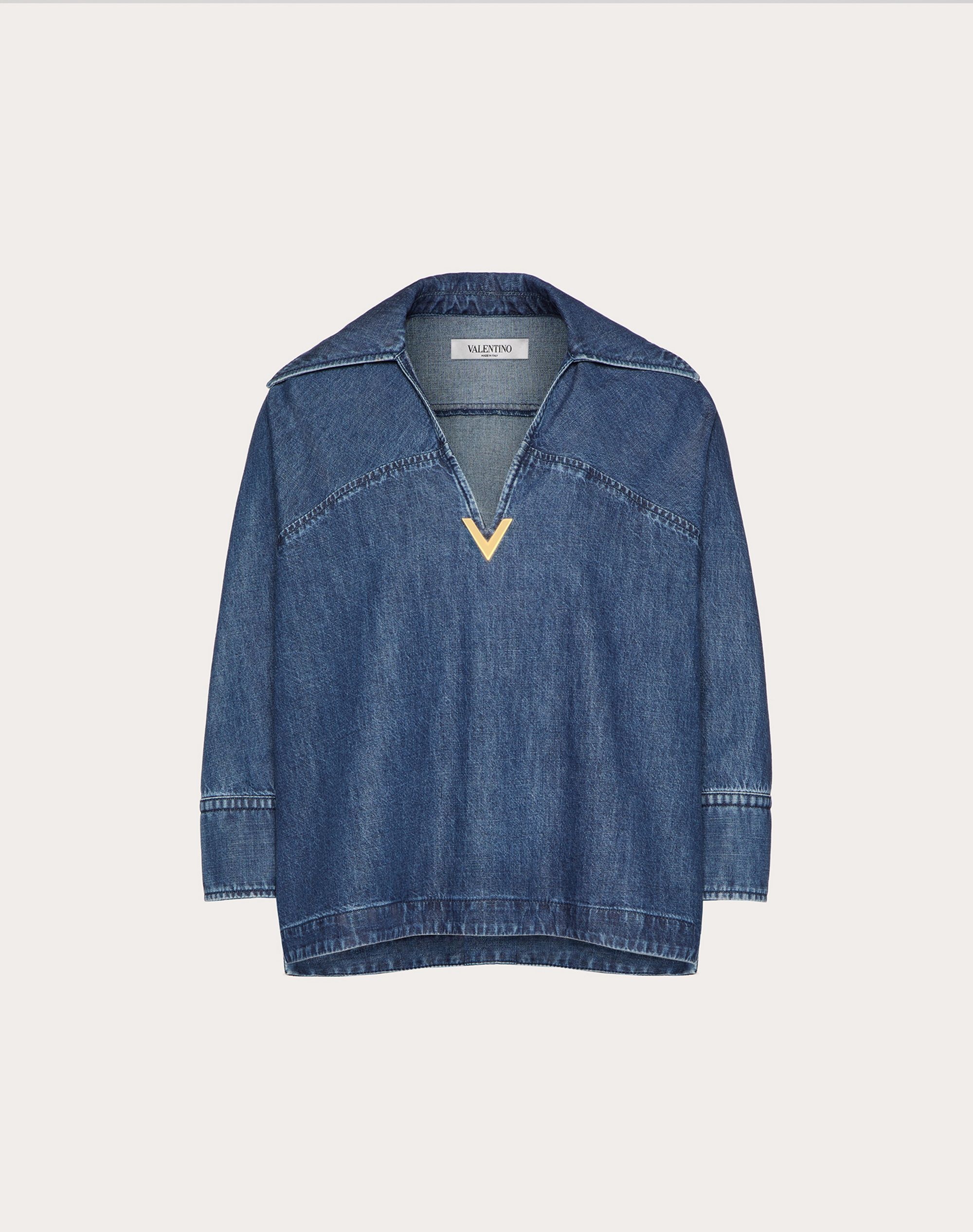 CHAMBRAY DENIM KAFTAN TOP - 1