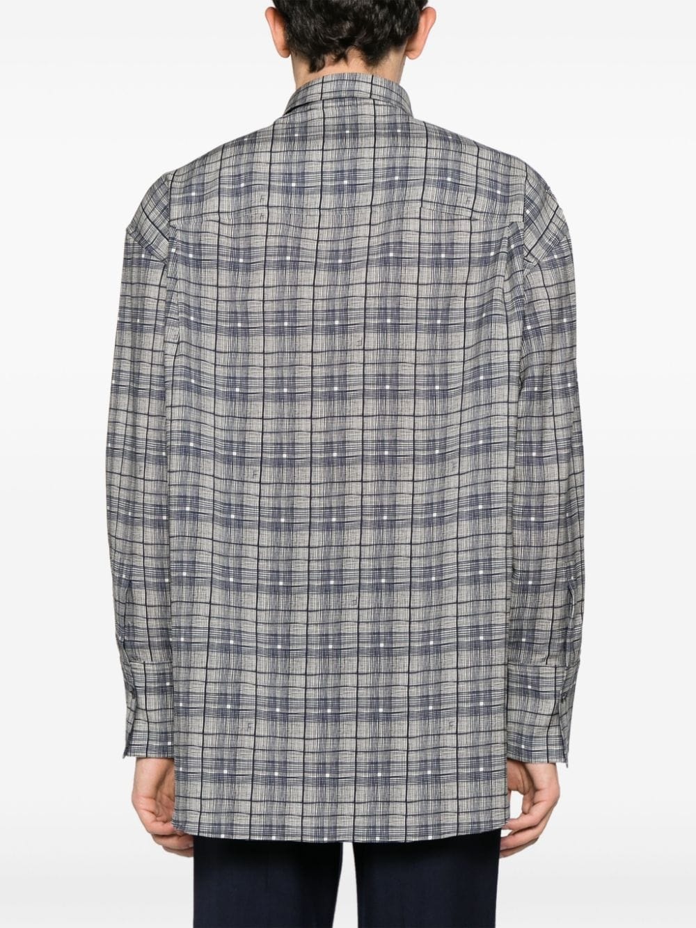 checked-pattern virgin wool shirt - 4