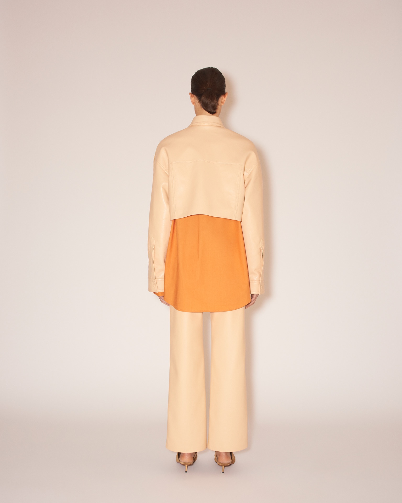 MARTE - Regenerated leather merrow-stitch jacket - Eggshell - 5
