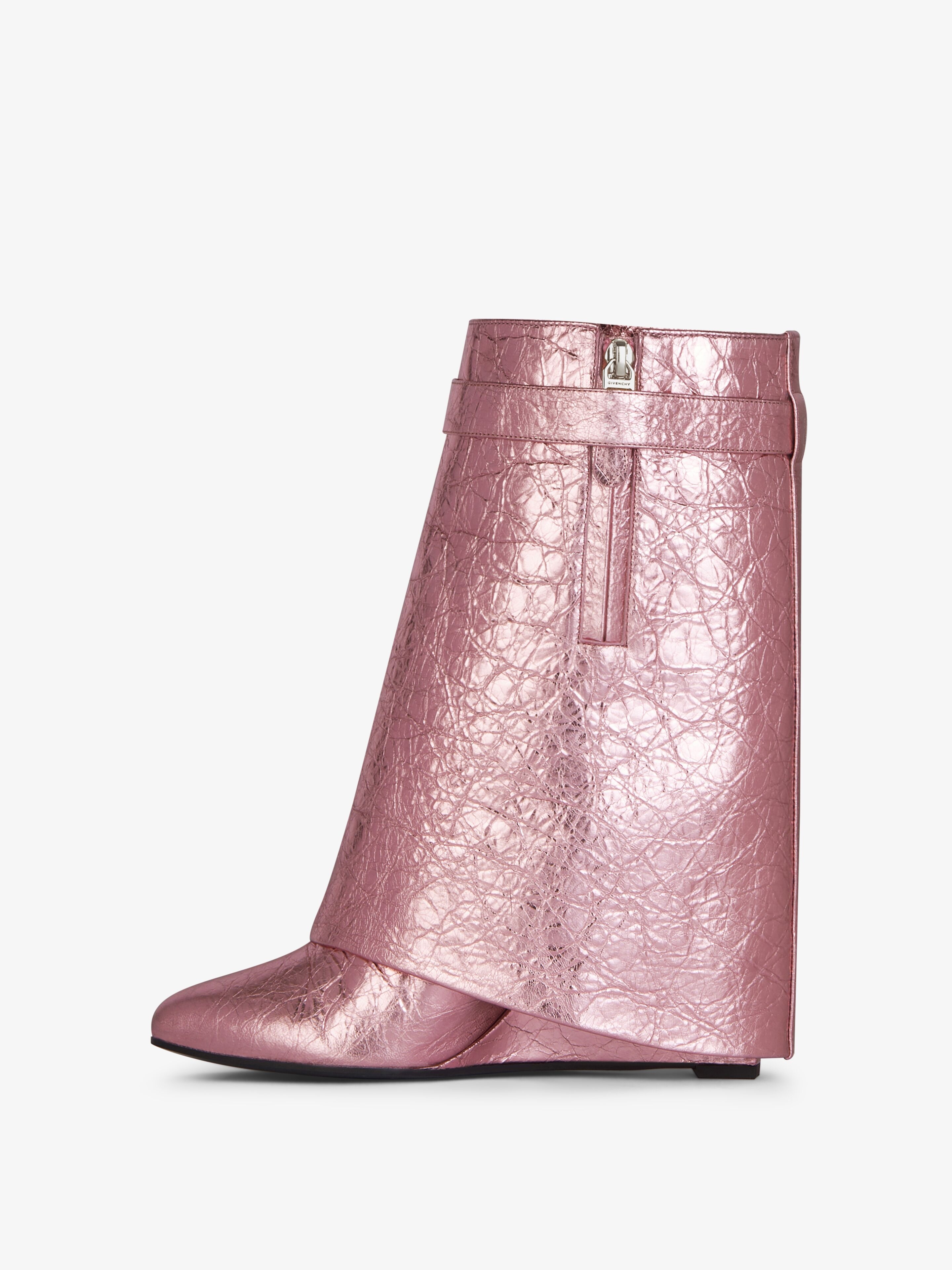 SHARK LOCK ANKLE BOOTS IN LAMINATED LEATHER - 5