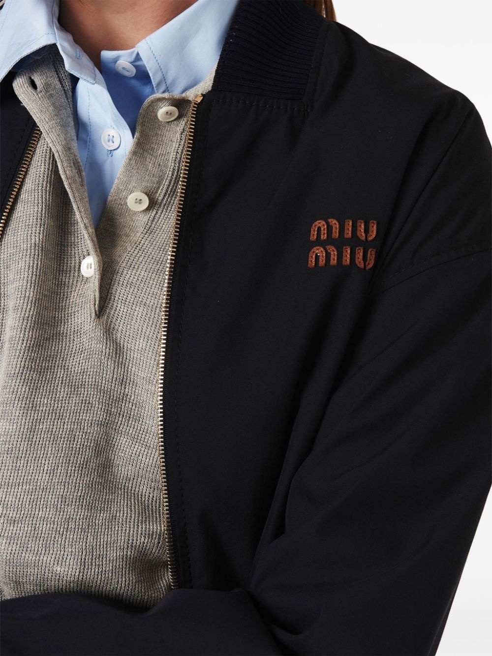 logo-patches bomber jacket - 4