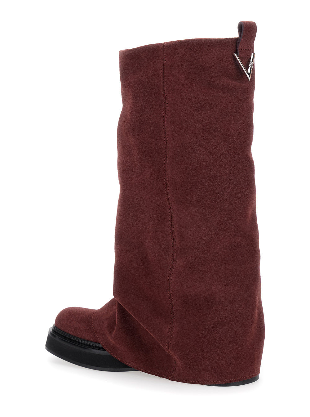 The Attico Women 'Robin' Bordeaux Combat Boots With Pull-On Tab In Suede Woman - 3