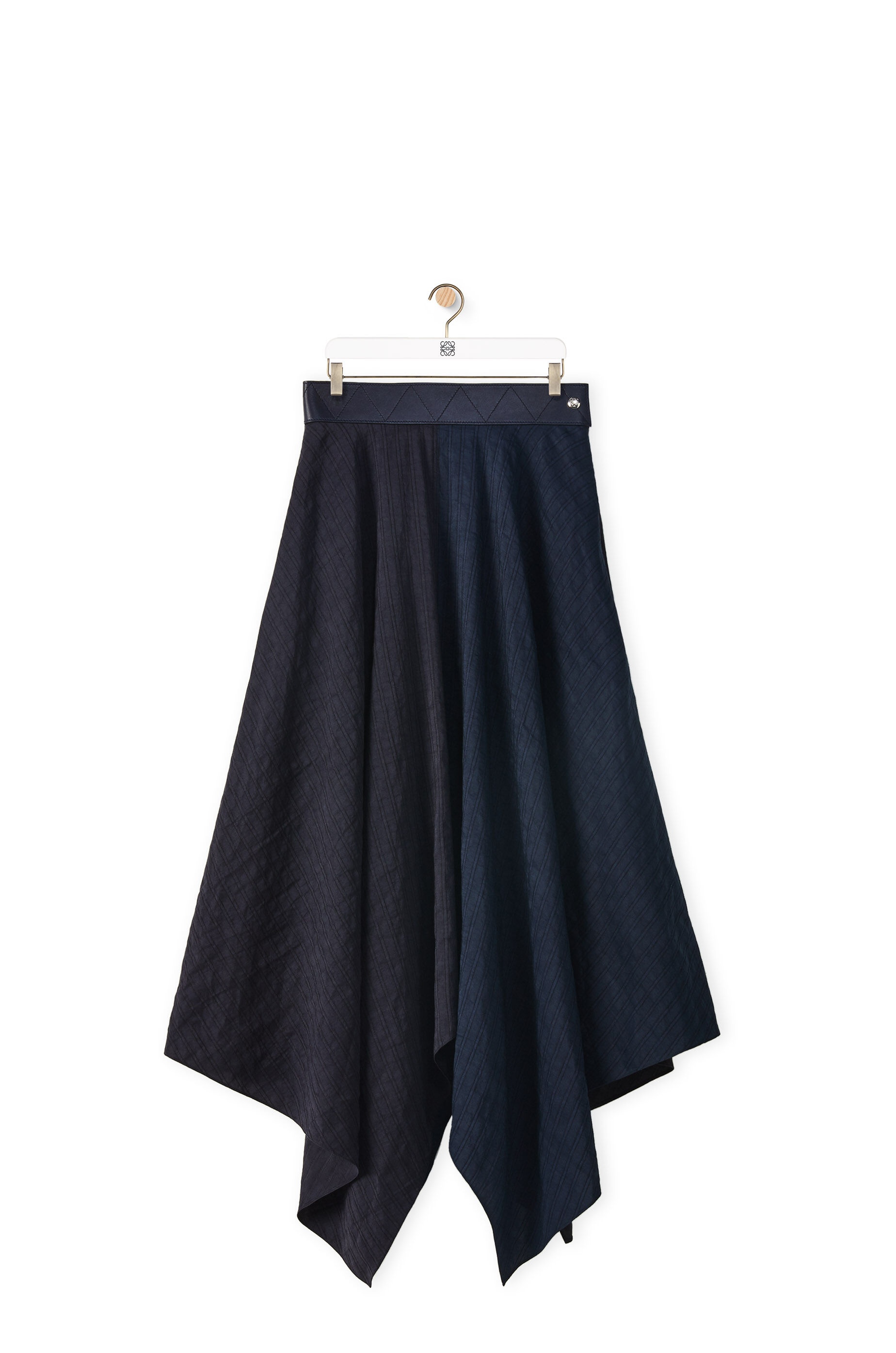Stripe asymmetric midi skirt in linen and silk - 1