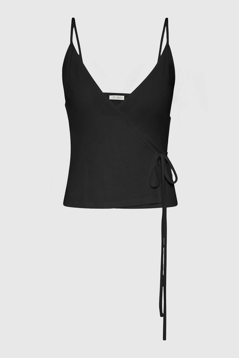 Ballerina Wrap Knit Top - Black 1