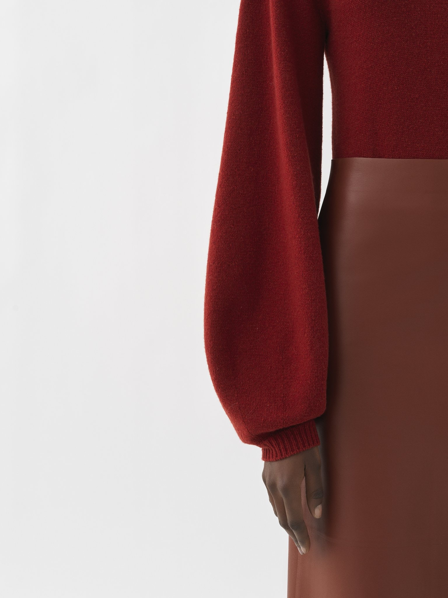 BALLOON-SLEEVE HIGH-NECK SWEATER - 5
