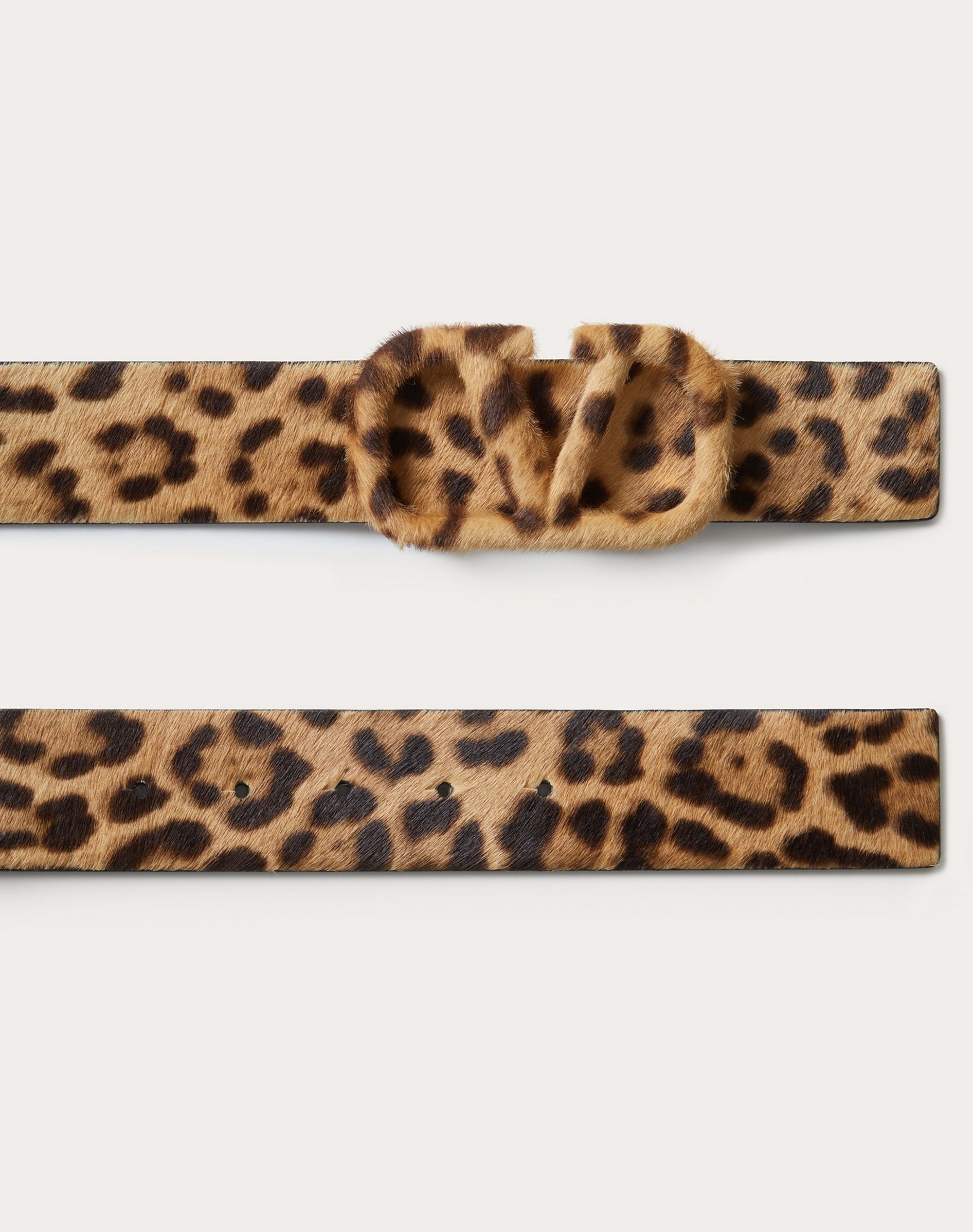 VLOGO SIGNATURE CALF HAIR BELT WITH LEOPARD PRINT - 3