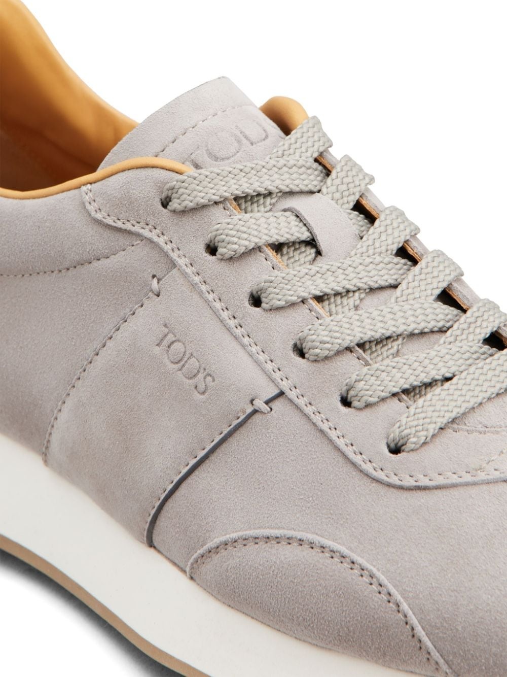 logo-stamp suede lace-up sneakers - 5