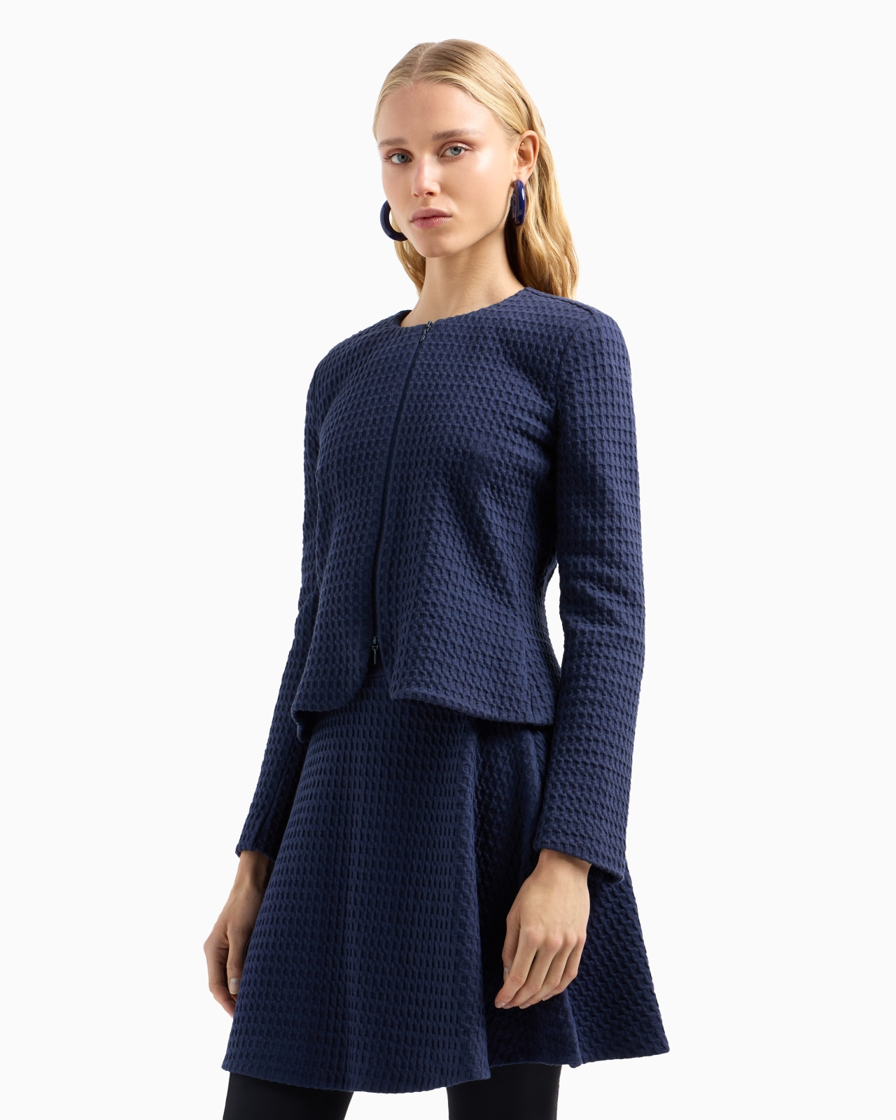 Waffle-effect knit flared skirt - 2