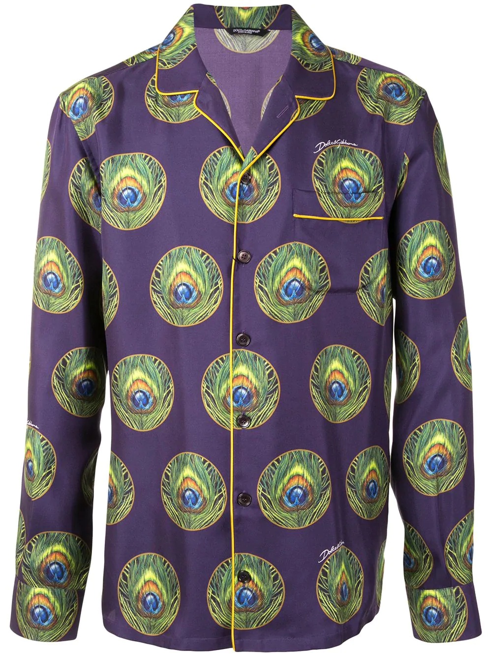 peacock print pyjama shirt - 1